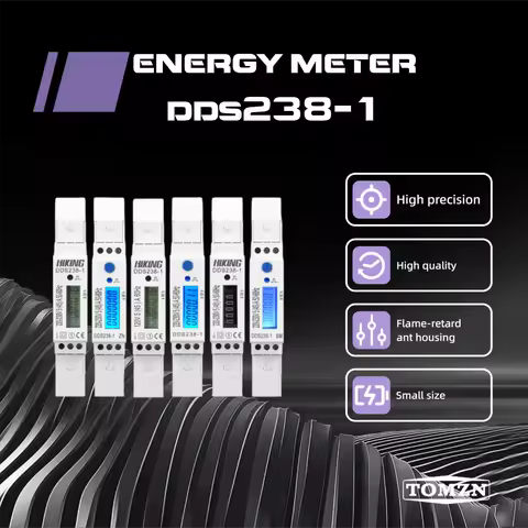 TOMZN 5(45)A 45A 220V 50HZ 60HZ LCD display Single phase Din rail KWH Watt hour din-rail energy mete