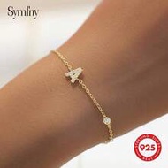 1 925 Silver Minimalist Cubic Zirconia 26-Letter A-Z Bracelet