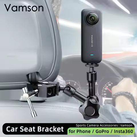 Vamson Adjustable Car Rear Pillow Phone Holder Fix selfie Stand Headrest Bracket for IPhone Cellphon