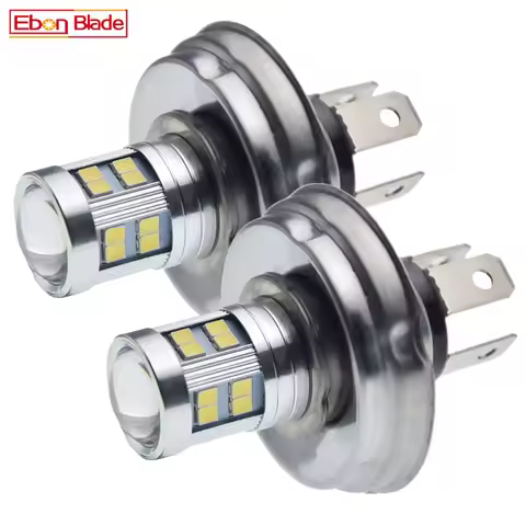 Pair DC 6V 10-30V P45T R2 2835 LED Motorcycle Headlight Bulb 6500K Moto Bixenon hi/lo Beam Light Sco