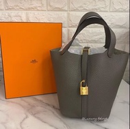Hermes Picotin 18cm😍8F Gris Etain 錫器灰 金扣 歐洲現貨
