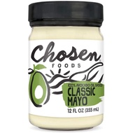 Chosen Foods Classic Avocado Oil Mayo, 355ml, Gluten Free,Dairy Free, Soy Free for Sandwiches,Dressi