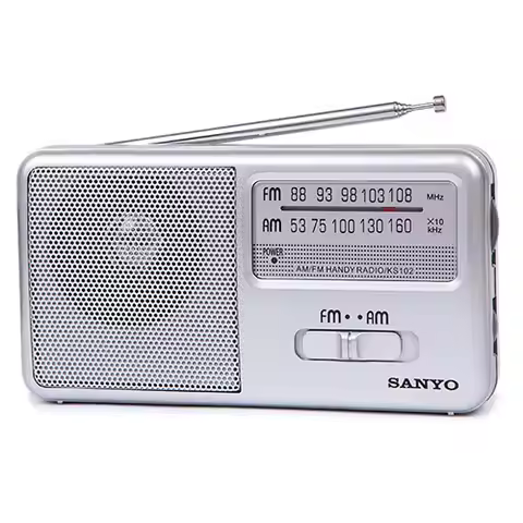 Sanyo portable radio am/fm speaker silver