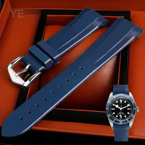 Wear Resistant and Durable Silicone Watchbands for Tudor 1958 Black Bay Qicheng M79230B-0008 Curved 