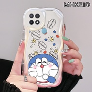 MHKEID Casing Ponsel untuk OPPO A15 A15s A16 A16s A16k A16e A17 A17K A54s A35 4G Case kartun Doraemon pola HP makanan tekstur lembut batas casing lensa kamera softcase pelindung silikon kesing