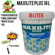 18L ( 18 LITER ) WHITE MAXILITE PLUS EMULSION PAINT ( FREE ROLLER 7" SET )  DULUX PAINT BRAND / WALL AND CELING FINISH