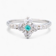 Pt900 帕拉伊巴碧璽 × 玫瑰式切割鑽石戒指 限量一件