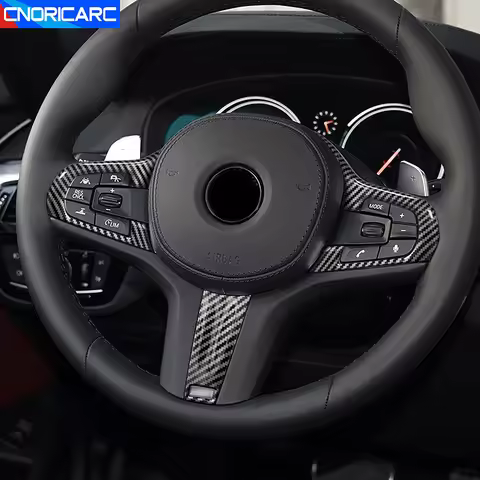 Carbon Fiber Color Steering Wheel Buttons Frame Decoration Cover Trim Car Styling For BMW G30 G01 G0