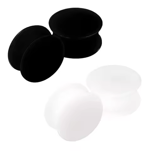 4X Silicone White Black Ear Plug Expander Cylinder Flesh Tunnel 6g (4mm) to 1" (25mm) Gauge Saddle S