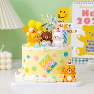 網紅卡通軟膠派對帽小動物蛋糕裝飾擺件小兔老虎寶寶生日烘焙插件