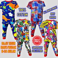OFFER ; BAJU TIDUR BABY BUDAK SIZE 6-24 BULAN, BABY PAJAMA, KIDS PAJAMA, BOYS GIRLS SLEEPWEAR, BAJU 