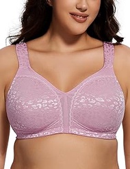 Women's Full Coverage Plus Size Comfort Minimizer Bra Wirefree Non Padded(Purple,38DDD)