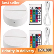 2 Pack 3D Night LED Light Lamp Base + Remote Control + USB Cable, 16 Colors Light Show Display Stand