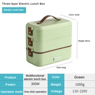 300W Household Double-layer Electric Lunch Box Plug in Stainless Steel Bento Box Student Heated and 
