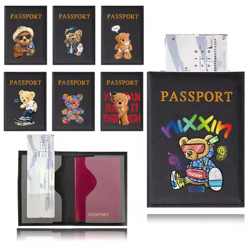 Bear Series Travel Passport Cover Holder Protective Cover ID Credit Card for Long Journeys Flights