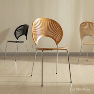 Influencer Minimalist Dining Chair Nordic Designer Solid Wood Shell Chair Log Chair Makeup Wholesale