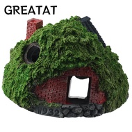 GREATAT Hobbit House, Thatched House Resin Aquarium Decoration, Simulation Simulation Betta Hideout 