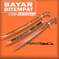 PEDANG ARABIAN SWORD ALAYUBI MOTIF KALIGRAFHI TIPE HIJAU