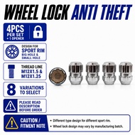 Wheel Lock Anti Theft Lock Nut M12x1.5 M12x1.25 4PCS + 1 Opener Sport Rim Security Wheel Nut