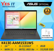 Asus Vivobook K413E-AAM1531WS 14" Laptop (I5-1135G7, IRIS Xe, 8GB, 512GB SSD, W11+OPI, 2YW) Free Bag