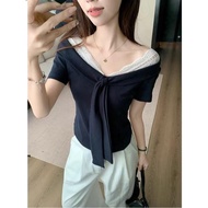 Taiwan Have Ready Stock Already Shipped [1 * 1 Randomly Cut 260g] Bow Tie Niche Slim Top