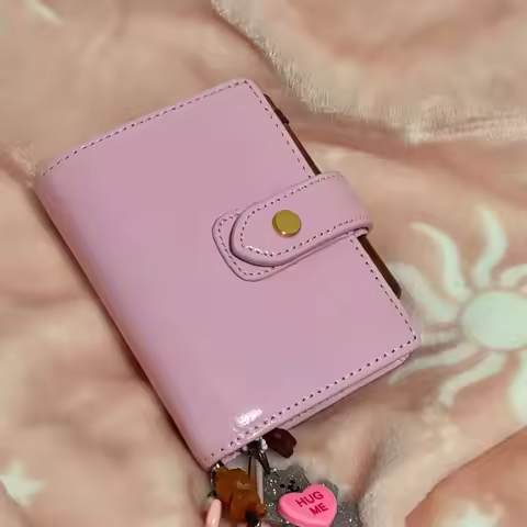 Pink Genuine Leather Planner Yiwi A8 A7 A6 Gold ring Agenda Organizer Diary Journal with Money Pocke