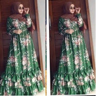 Gamis syar'i wanita terbaru/Gamis syar'i bahan ceruti babydoll model motif kembang terbaru/baju gami