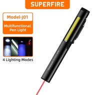 SUPERFIRE J01 4 In 1(UV/LED/COB)  Laser Flashlight Work Light Waterproof Super Bright Multi-Function