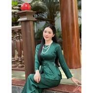 Han Nguyen Ba Ba Shirt - B.A143 - Ba Ba Brocade Shirt Set (SCRATCHED Brocade Pants) Round Neck Zippe