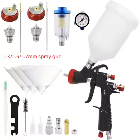 KCNKCN R500 LVLP Air Spray Gun Kit A610 Automotive Paint Gun 1.3/1.5/1.7mmNozzles Paint Spray Gun Pr