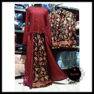 couple Zahrima maroon batik kebaya baju pesta mewah cp mer vt