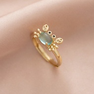 1 chiếc nhẫn thiết kế hình con cua nhỏ dễ thương và tối giản, phụ kiện trang'sức bằng đồng thời tran