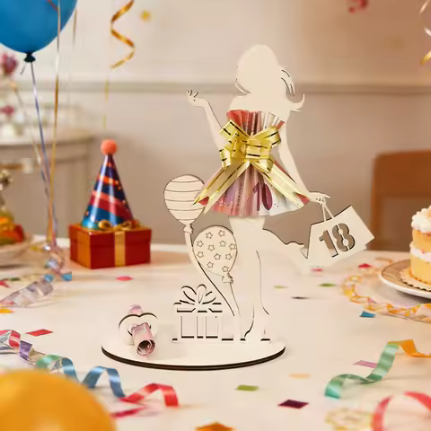 Sweet 18 Birthday Invitation Card Wooden Girl Silhouette Greeting Card 18th Birthday Party Invite Te