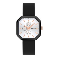 [Ready Stock] KEZI 2344 New Style Quartz Fashion Square Large Dial Simple Silicone Strap Handsome La