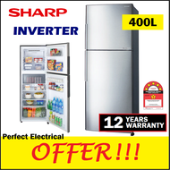 Sharp 400L Refrigerator SJ406MSS INVERTER Top Mount Freezer 2 Door Fridge Peti Sejuk SJ-406MSS