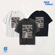 SANZ kpop IVE oversize & slimfit stonewash washed tshirt black white longsleeve IVE-2