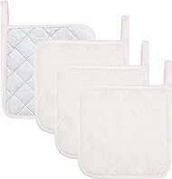 Kitchen Pot Holders Set Heat Resistant Pure Cotton Potholders Kit Trivets Large Coasters Hot Pads Terry Pot Holders for Everyday Cooking and Baking by 7 x 7 Inch Set of 4 (Cream)