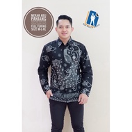 KEMEJA KATUN Merak Abu Men's Batik Shirt Long Sleeve Solo Modern Cotton Batik Full Fur by SM Batik A