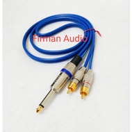 Kitani Audio Cable 50cm-5mtr Jack Akai mono 6.5mm Male To 2 RCA Male Branch