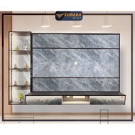 EUREKA 7.5ft Wall TV Cabinet Hung Media Modern Drawer Marble Wood / Kabinet Dinding A2B1C1/A5B3C3
