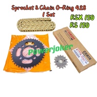 RS150 RSX150 RSX 150 RS 150 (1 Set) (428 O-Ring Chain + Spocket Belakang + Spoket Sprocket Depan Ran