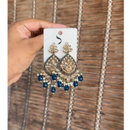 Dhwani Indian Earring Rose Gold stone with Blue beads