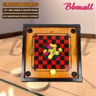 (Mini) 2in1 Wooden Carrom Board Draught Dam Haji Papan Karom With Checker/Papan Permainan Carrom