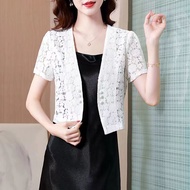 Korean Style Women Bolero Blazer  Short Sleeve Shrugs Lace Bolero Filipiniana Outerwear Cardigan Blo