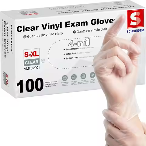 4 Mil Disposable Vinyl Gloves, Latex-Free & Powder-Free, Food Safe for Cleaning & Medical Use