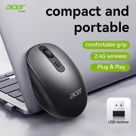 Acer OMR282 2.4G Wireless Mouse, Silent Click 40dB Ergonomic Optical Mouse, 70g Lightweight, 8m Rang