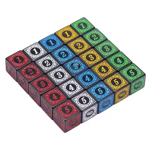 10pcs/Pack Acrylic D6 Carved Pattern Dice 6-Sides Accessories Polyhedron Colorful Dice Digital Game 