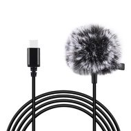 USB-C AUX Jack Wired Condenser 1.5m  Lavalier Mike for Report Recording Mic Pro