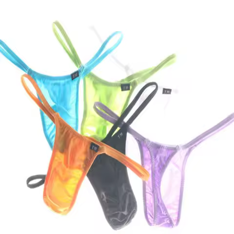 Breathable Nylon Men's T-back, Low-rise G-string Underwear