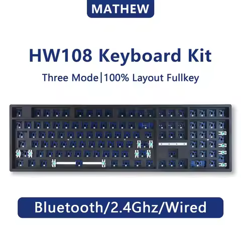 HW108 mechanical keyboard case kit RGB 100percent 3 Mode wireless Mechanical Keyboard Hot Swappable 